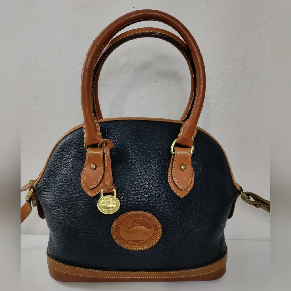 Dooney & Bourke Vintage Norfolk AWL Navy Blue Dome Satchel - Picture 2 of 13